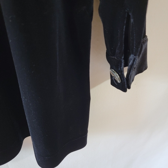 VTG 70's Black Button-Up Long Sleeve Velvet Shirt Sz Small Whimsygoth Grunge - Picture 8 of 11